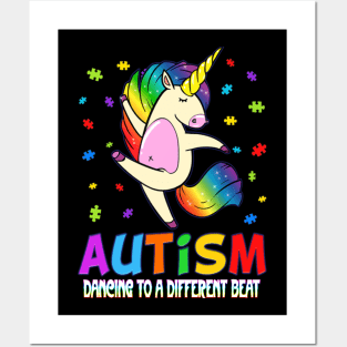 Autism Awareness T-ShirtAutism awareness Dabbing unicorn puzzle piece kids T Posters and Art